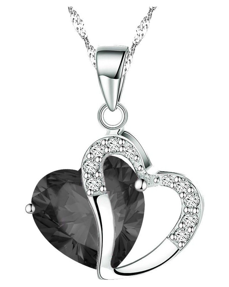 Fashion Austrian Crystals Heart Shape Swarovski Elements Pendant Necklace + Gift Box Black $7.79 Necklaces