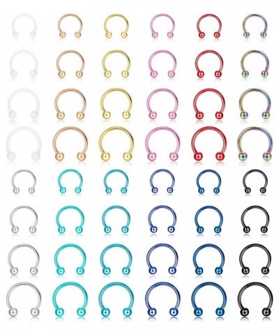 48Pcs 14G Stainless Steel Horseshoe Nose Septum Rings Piercing Jewelry Cartilage Helix Tragus Earring Hoop Eyebrow Lip Hoop P...