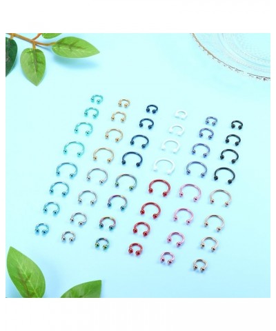 48Pcs 14G Stainless Steel Horseshoe Nose Septum Rings Piercing Jewelry Cartilage Helix Tragus Earring Hoop Eyebrow Lip Hoop P...