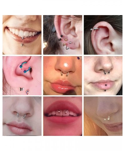 48Pcs 14G Stainless Steel Horseshoe Nose Septum Rings Piercing Jewelry Cartilage Helix Tragus Earring Hoop Eyebrow Lip Hoop P...