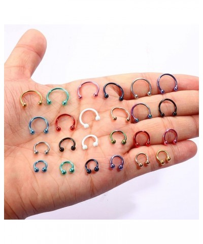 48Pcs 14G Stainless Steel Horseshoe Nose Septum Rings Piercing Jewelry Cartilage Helix Tragus Earring Hoop Eyebrow Lip Hoop P...