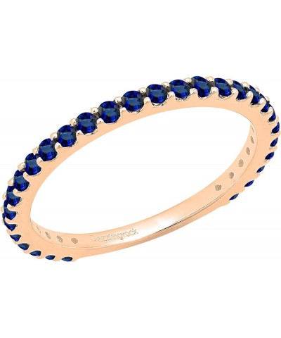 Round Lab Created Blue Sapphire Eternity Style Wedding Band for Women in 10K Gold 7 Rose Gold $83.94 Rings