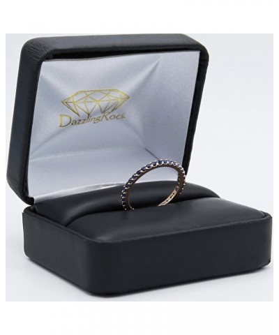 Round Lab Created Blue Sapphire Eternity Style Wedding Band for Women in 10K Gold 7 Rose Gold $83.94 Rings