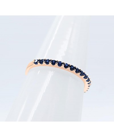 Round Lab Created Blue Sapphire Eternity Style Wedding Band for Women in 10K Gold 7 Rose Gold $83.94 Rings