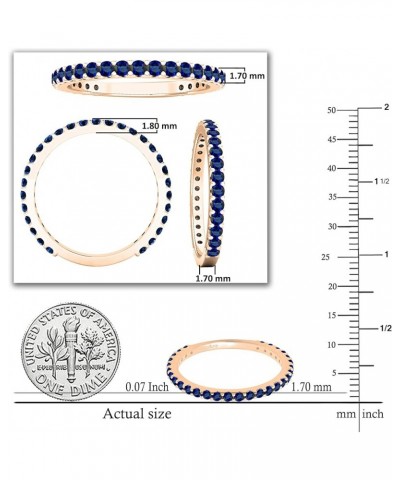 Round Lab Created Blue Sapphire Eternity Style Wedding Band for Women in 10K Gold 7 Rose Gold $83.94 Rings