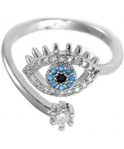 Evil Eye Ring Sterling Silver Gifts Adjustable Wrap Open Rings Evil Eye Ring Jewelry for Women A-Silver $9.71 Rings