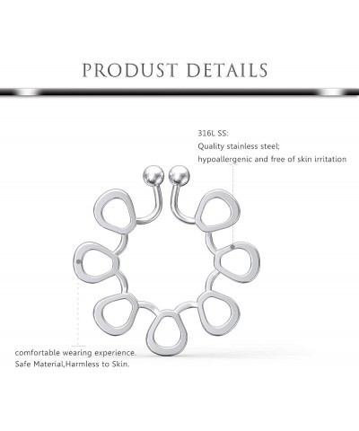 4 Pairs Stainless Steel Fake Nipple Rings for Women Adjustable Non-Piercing Dangle Nipplerings Clip On Nipple Rings Jewelry 4...