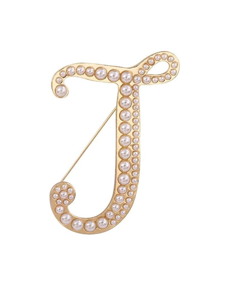 Gold Initial Letter A-Z Brooch Pin Imitation Pearl Initial Letter Pin Gold 26 Alphabets Badges Breastpin for Women Girls Clot...