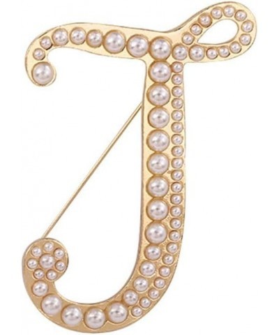 Gold Initial Letter A-Z Brooch Pin Imitation Pearl Initial Letter Pin Gold 26 Alphabets Badges Breastpin for Women Girls Clot...