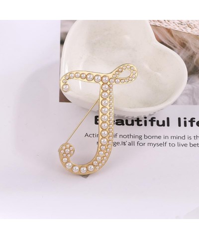 Gold Initial Letter A-Z Brooch Pin Imitation Pearl Initial Letter Pin Gold 26 Alphabets Badges Breastpin for Women Girls Clot...