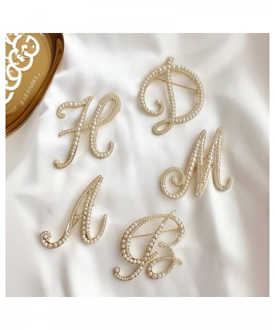 Gold Initial Letter A-Z Brooch Pin Imitation Pearl Initial Letter Pin Gold 26 Alphabets Badges Breastpin for Women Girls Clot...