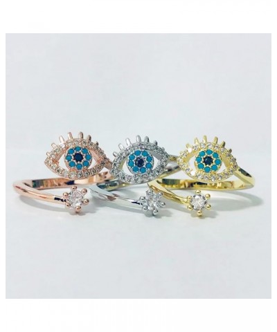 Evil Eye Ring Sterling Silver Gifts Adjustable Wrap Open Rings Evil Eye Ring Jewelry for Women A-Silver $9.71 Rings