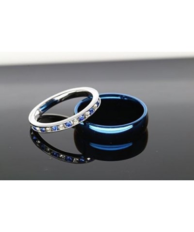 His and Hers 925 Sterling Silver Blue Saphire Stainless Steel Wedding Rings Set Blue SP24BLMSBL Size His 10, Hers 07 $36.67 B...