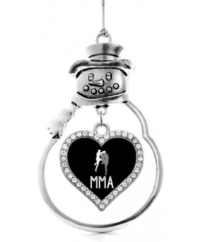 Silver Open Heart Charm Snowman Ornament with Cubic Zirconia Jewelry MMA $8.10 Bracelets