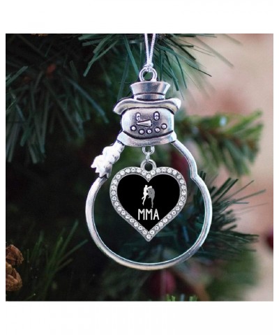 Silver Open Heart Charm Snowman Ornament with Cubic Zirconia Jewelry MMA $8.10 Bracelets