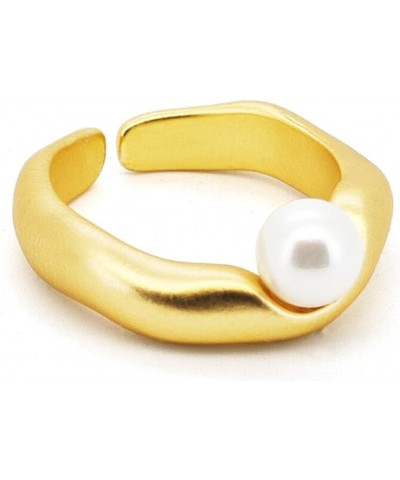 Large Baroque Pearl Gold Ring for Women, Dainty Statement Ring for Women, Big Freshwater Pearl Hypoallergenic Ring with Desig...