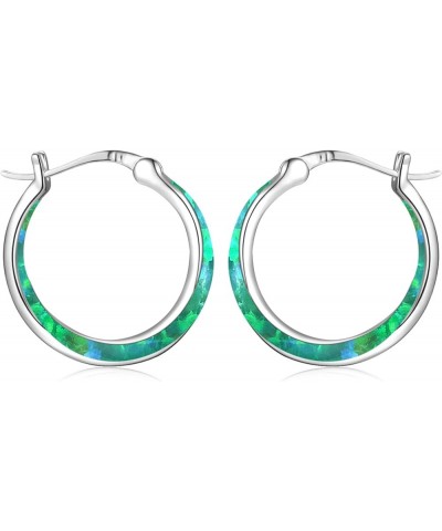 Opal Hoop Earrings 925 Sterling Silver White/Green/Blue Opal Huggie Earring Silver/Rose Gold Small Opal Hoops Earrings Opal H...