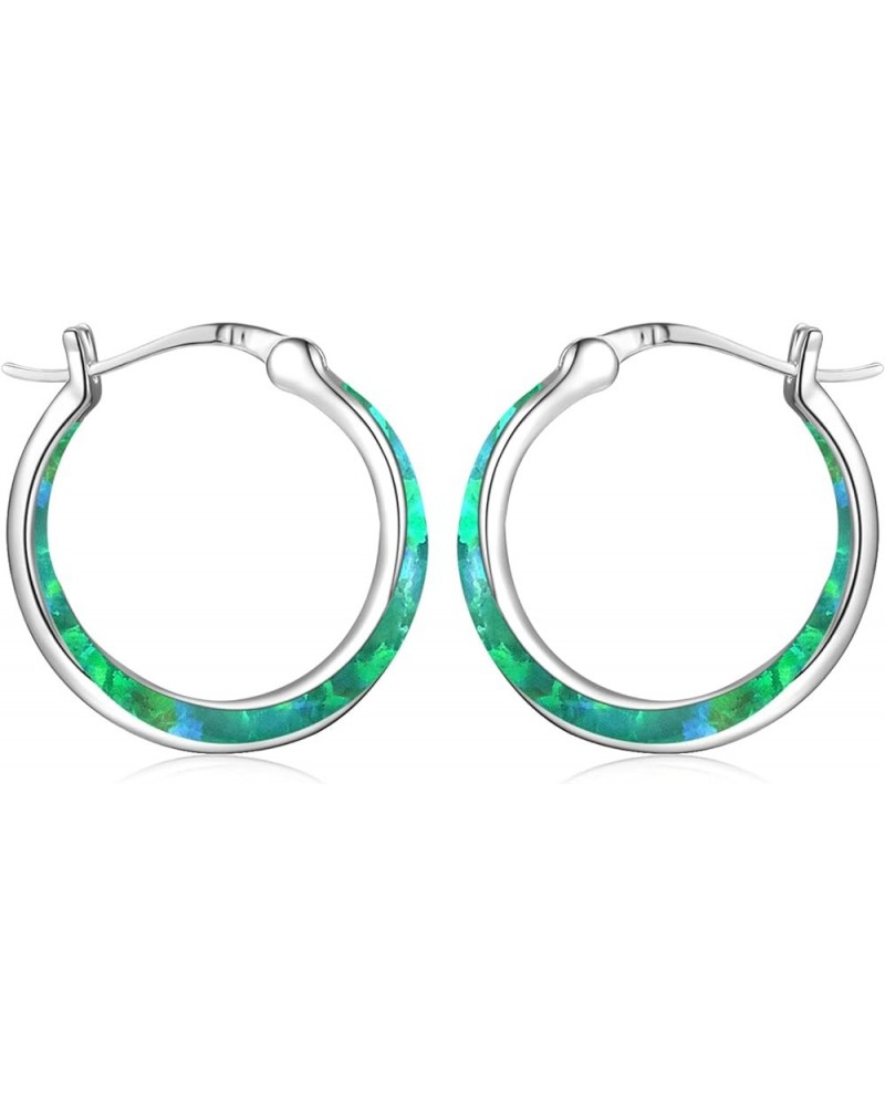 Opal Hoop Earrings 925 Sterling Silver White/Green/Blue Opal Huggie Earring Silver/Rose Gold Small Opal Hoops Earrings Opal H...