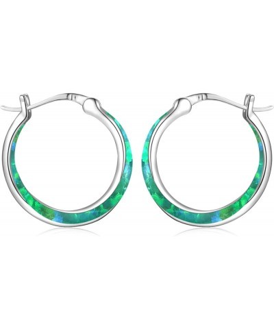 Opal Hoop Earrings 925 Sterling Silver White/Green/Blue Opal Huggie Earring Silver/Rose Gold Small Opal Hoops Earrings Opal H...