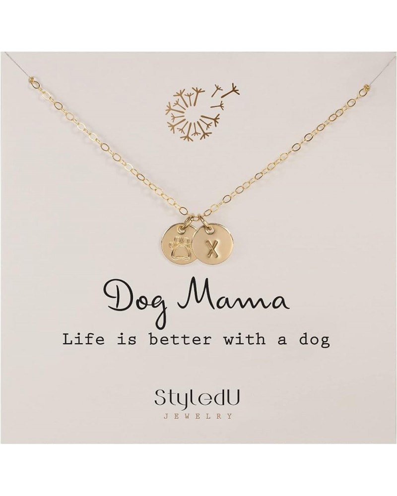 Personalized Dog Paw Necklace for Women, 14k Gold Filled Initial Jewelry for Dog Lovers X $17.98 Necklaces