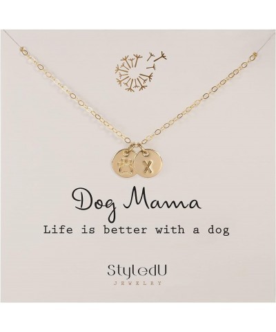 Personalized Dog Paw Necklace for Women, 14k Gold Filled Initial Jewelry for Dog Lovers X $17.98 Necklaces