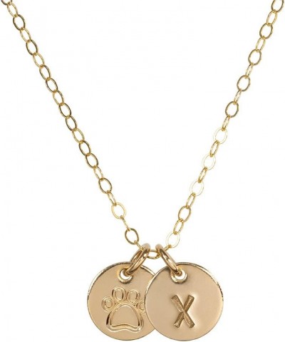 Personalized Dog Paw Necklace for Women, 14k Gold Filled Initial Jewelry for Dog Lovers X $17.98 Necklaces