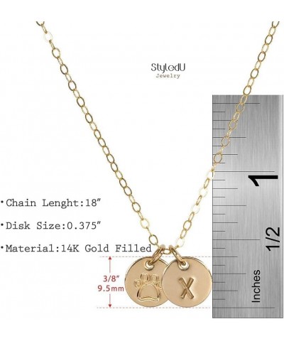 Personalized Dog Paw Necklace for Women, 14k Gold Filled Initial Jewelry for Dog Lovers X $17.98 Necklaces