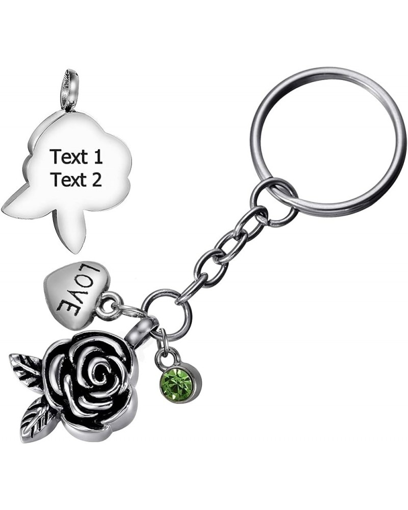 Memorial Keychain Crystal Four Leaf Clover Stainless Steel Urn for Ashes Cremation Pendant Rose Flower - Customized $9.24 Nec...