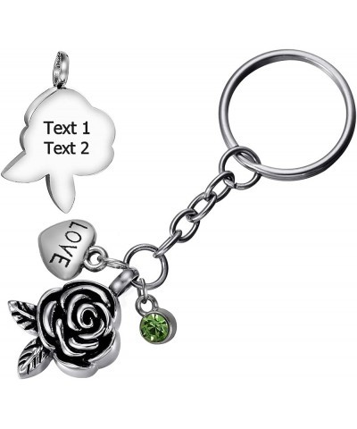 Memorial Keychain Crystal Four Leaf Clover Stainless Steel Urn for Ashes Cremation Pendant Rose Flower - Customized $9.24 Nec...