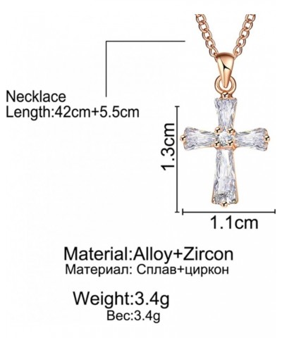 Atmneris Simple Cross Necklaces for Women Simulated Diamond Dainty Crystal Dainty Cross Pendant Choker Necklace,Silver Rose G...