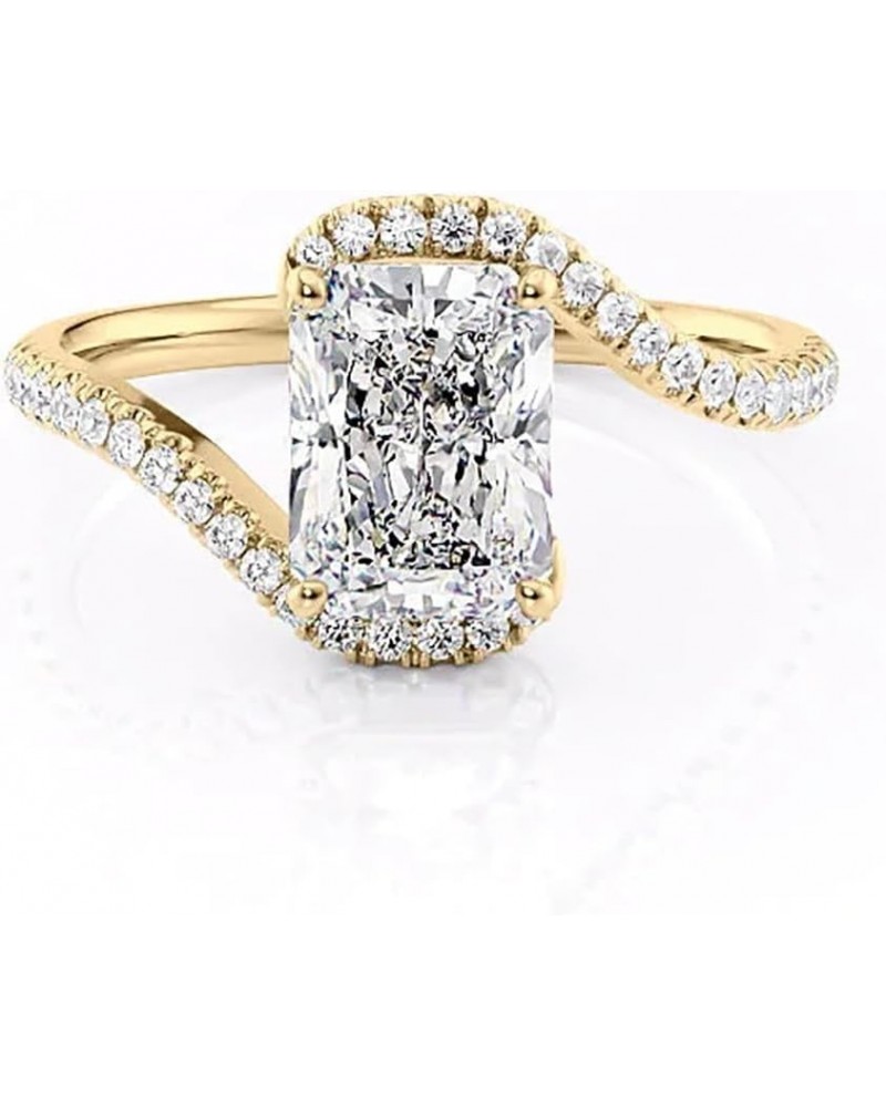 10K 14K 18K Solid Gold Moissanite Rings for Women, Radiant Cut 1/1.5/2/2.5/3 Carat Center Moissanite Wedding Engagement Ring ...