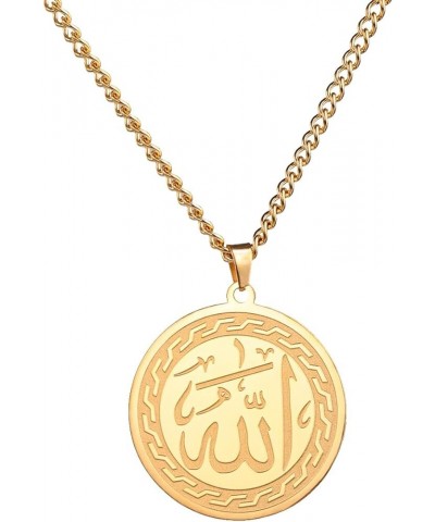 Allah Islam Muslim Pendant Necklace Allah Quran Verses Amulet Religious Jewelry for Women Men Gold/Verses-C $9.89 Necklaces