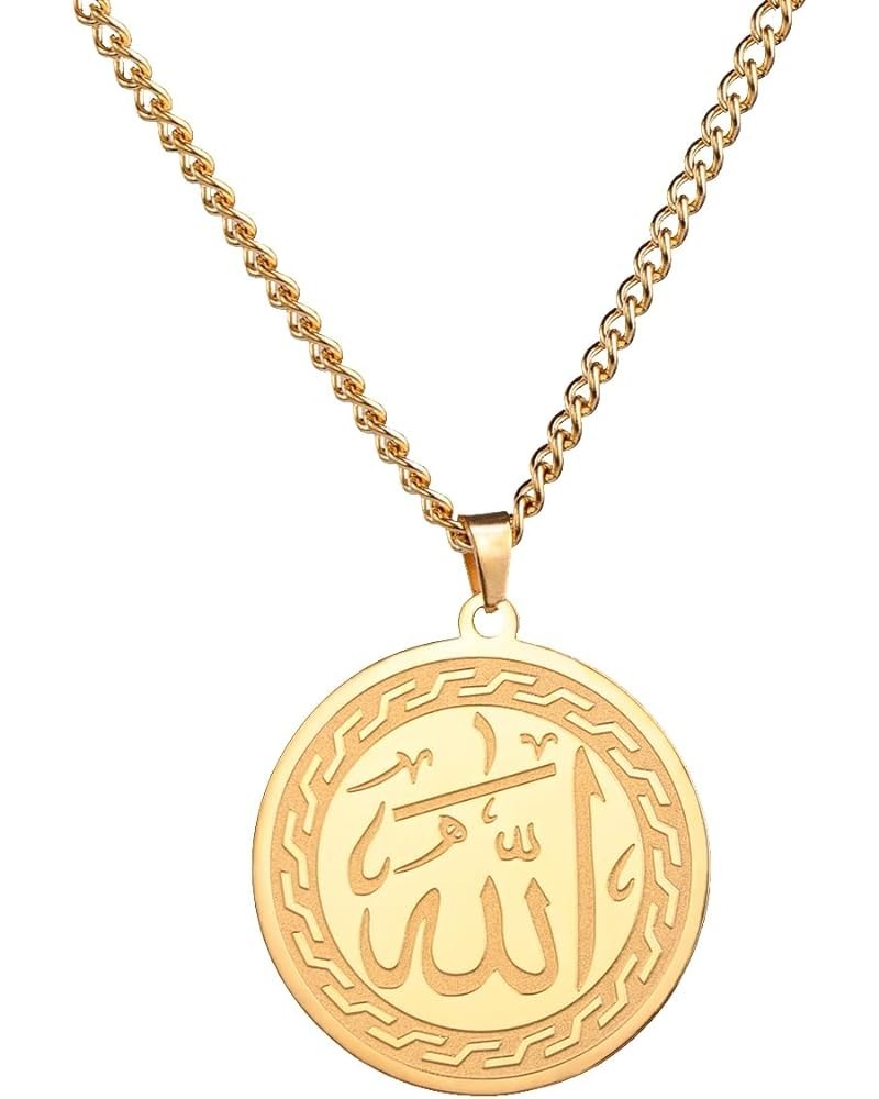 Allah Islam Muslim Pendant Necklace Allah Quran Verses Amulet Religious Jewelry for Women Men Gold/Verses-C $9.89 Necklaces