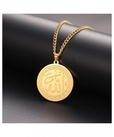 Allah Islam Muslim Pendant Necklace Allah Quran Verses Amulet Religious Jewelry for Women Men Gold/Verses-C $9.89 Necklaces