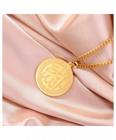 Allah Islam Muslim Pendant Necklace Allah Quran Verses Amulet Religious Jewelry for Women Men Gold/Verses-C $9.89 Necklaces