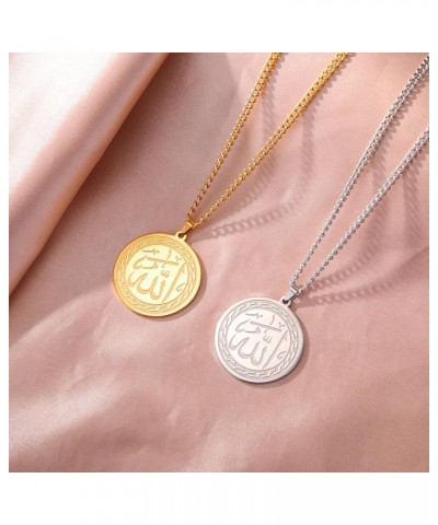 Allah Islam Muslim Pendant Necklace Allah Quran Verses Amulet Religious Jewelry for Women Men Gold/Verses-C $9.89 Necklaces