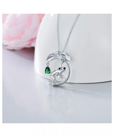 Frog Necklace Cute Animal Frog Lotus Leaf Necklace Sterling Silver Enamel Frog Jewelry Gift for Women Girl Frog 3 $18.04 Neck...