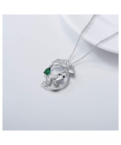 Frog Necklace Cute Animal Frog Lotus Leaf Necklace Sterling Silver Enamel Frog Jewelry Gift for Women Girl Frog 3 $18.04 Neck...