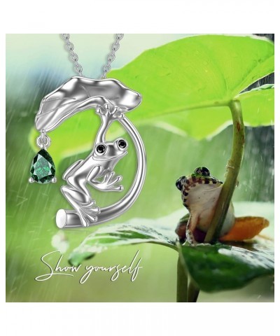 Frog Necklace Cute Animal Frog Lotus Leaf Necklace Sterling Silver Enamel Frog Jewelry Gift for Women Girl Frog 3 $18.04 Neck...