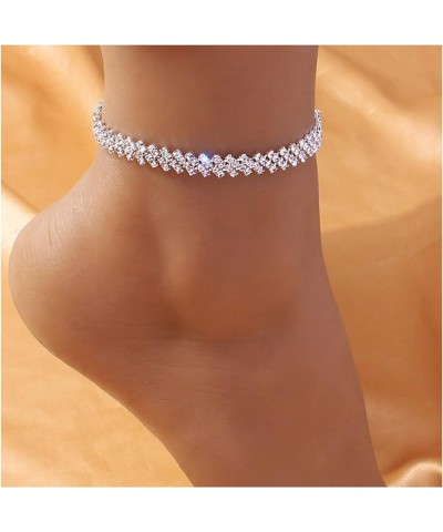 Rhinestone Tennis Chain Heart Anklet Bracelet,Crystal Heart Pendant Anklets,Bikini Foot Chain Bracelet,Crystal Armlet,Rhinest...