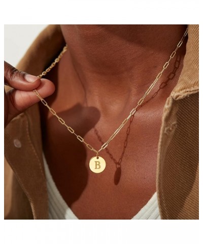 Initial Necklaces for Women, Gold Layered Necklaces for Women, Initial Necklace, 18K Gold Plated Paperclip Chain Necklaces fo...