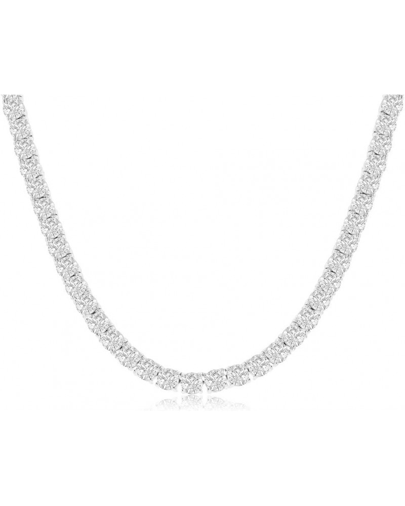 Sterling Silver Necklaces for Women - Diamond Cut Cubic Zirconia Necklace - Nickle-Free Rhodium Plated Link Chain Womens Neck...