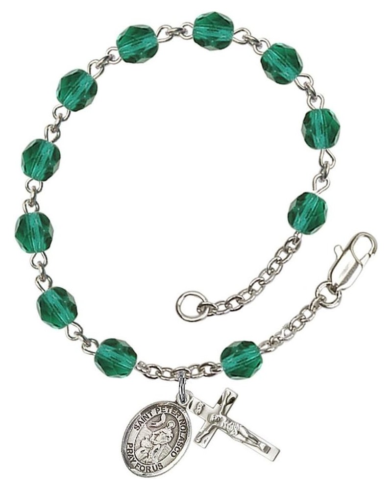 December Birth Month Bead Rosary Bracelet with Patron Saint Petite Charm, 7 1/2 Inch Saint Peter Nolasco $39.85 Bracelets