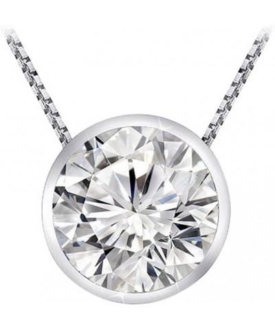 IGI Certified LAB-GROWN Round Cut Diamond Pendant Necklace Bezel Set Ultra Premium Collection (D-E Color, VS1-VS2 Clarity) + ...