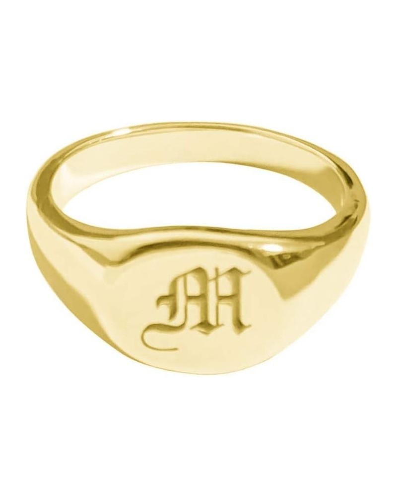 Personalized 925 Sterling Silver Dainty Old English Initial Signet Ring Custom Made with Any Letter Gold $25.62 Rings