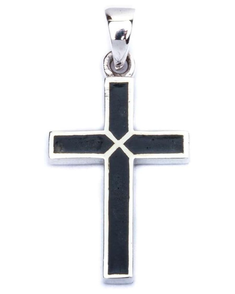 Cross Pendant Cross Charm Simulated Gemstone 925 Sterling Silver Choose Color (30mm) Simulated Black Onyx $15.68 Pendants