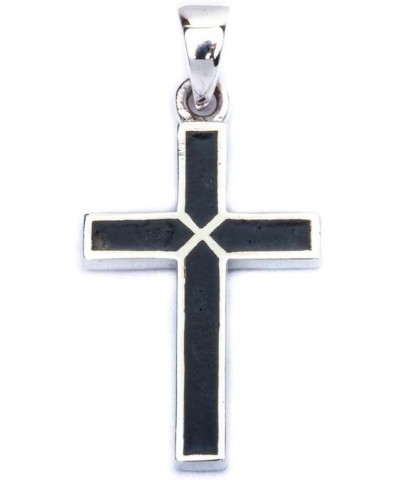 Cross Pendant Cross Charm Simulated Gemstone 925 Sterling Silver Choose Color (30mm) Simulated Black Onyx $15.68 Pendants