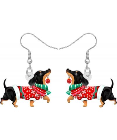 Acrylic Drop Dangle Christmas Gifts Dog Puppy Doggy Earrings Ornaments Decorations Jewelry For Women Accessories Dachshund 3 ...