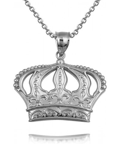 Royal Queen Crown Fluer De Lis Victorian Pendant Pendant Necklace Fine Real Solid 925 Sterling Silver Pendant + 16" Chain $12...