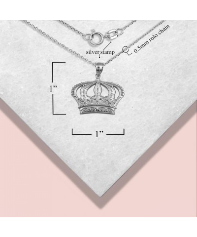 Royal Queen Crown Fluer De Lis Victorian Pendant Pendant Necklace Fine Real Solid 925 Sterling Silver Pendant + 16" Chain $12...